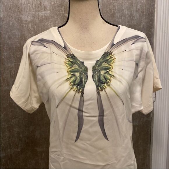 Tibi 100% silk Cream  Dress with Wing Design, XS - Picture 2 of 6